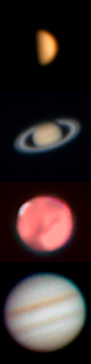Die Planeten Venus Mars Jupiter und Saturn